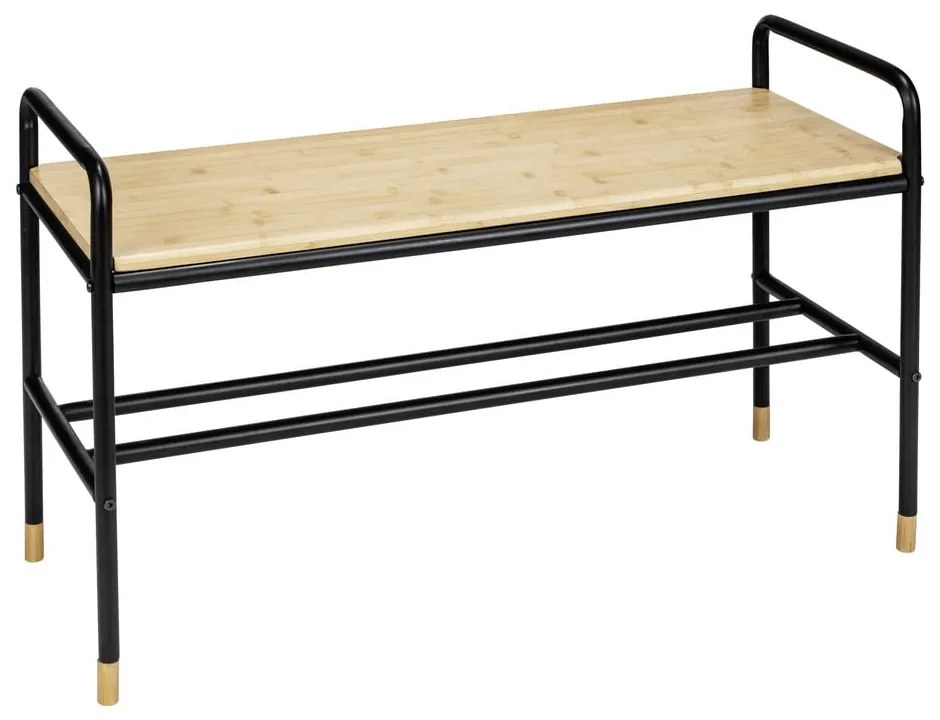 Scarpiera in metallo nero/naturale con panca Loft - Wenko