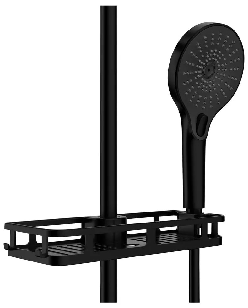 Mensola da bagno in plastica nera opaca autoportante Libertà - Wenko