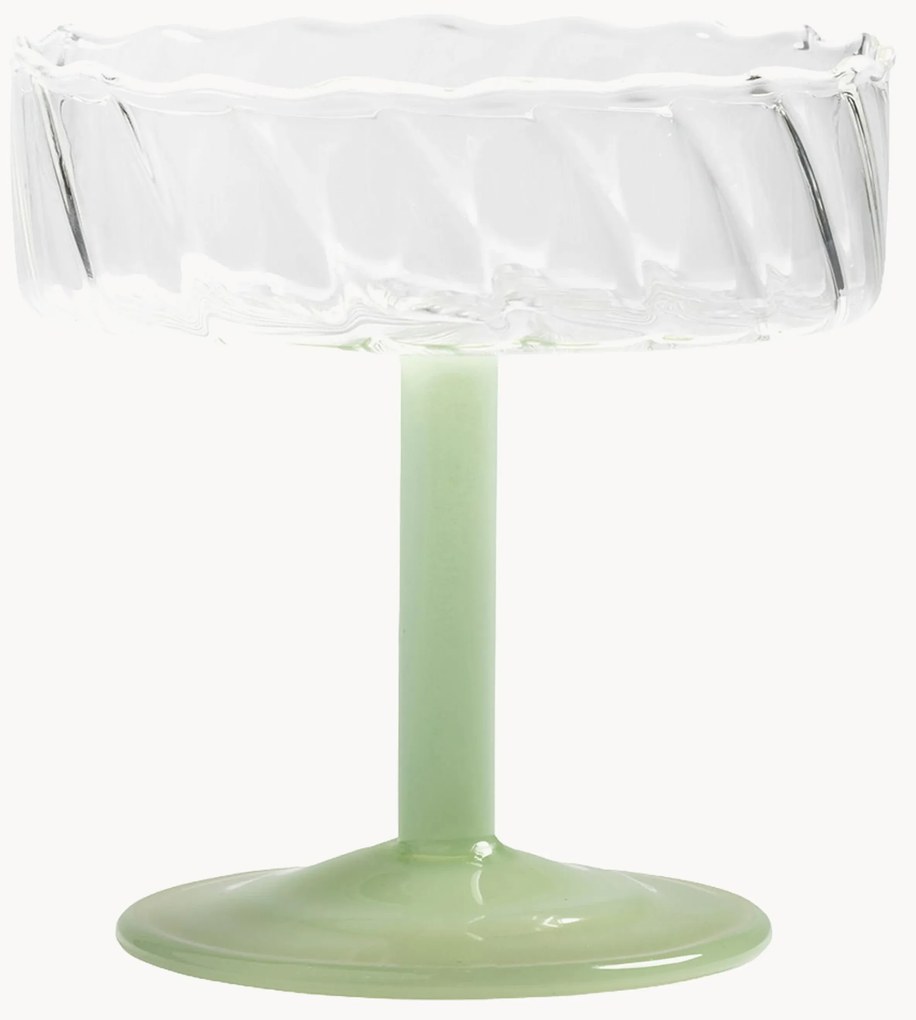 Set di 2 coppe da champagne in vetro borosilicato fatte a mano Twirl