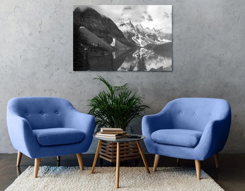 Stampa su tela – Splendido paesaggio montano in bianco e nero