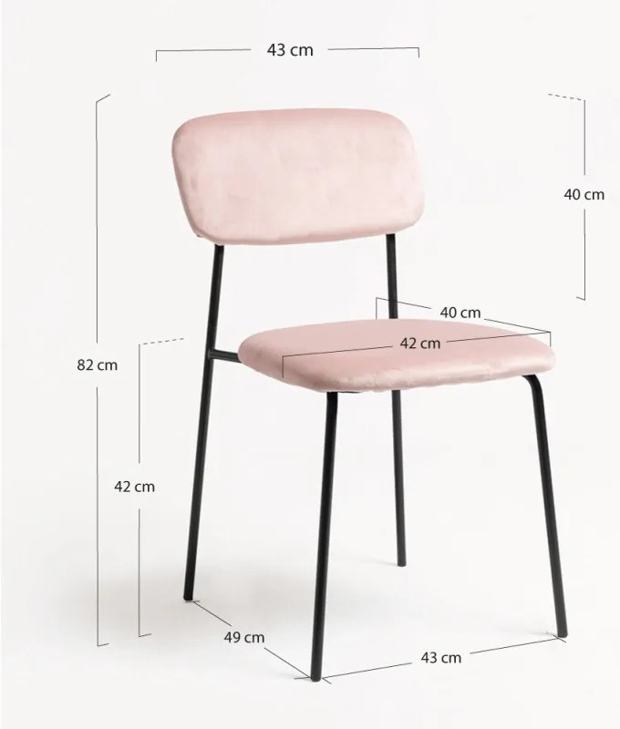 Sedie Vius Black Velluto - Rosa