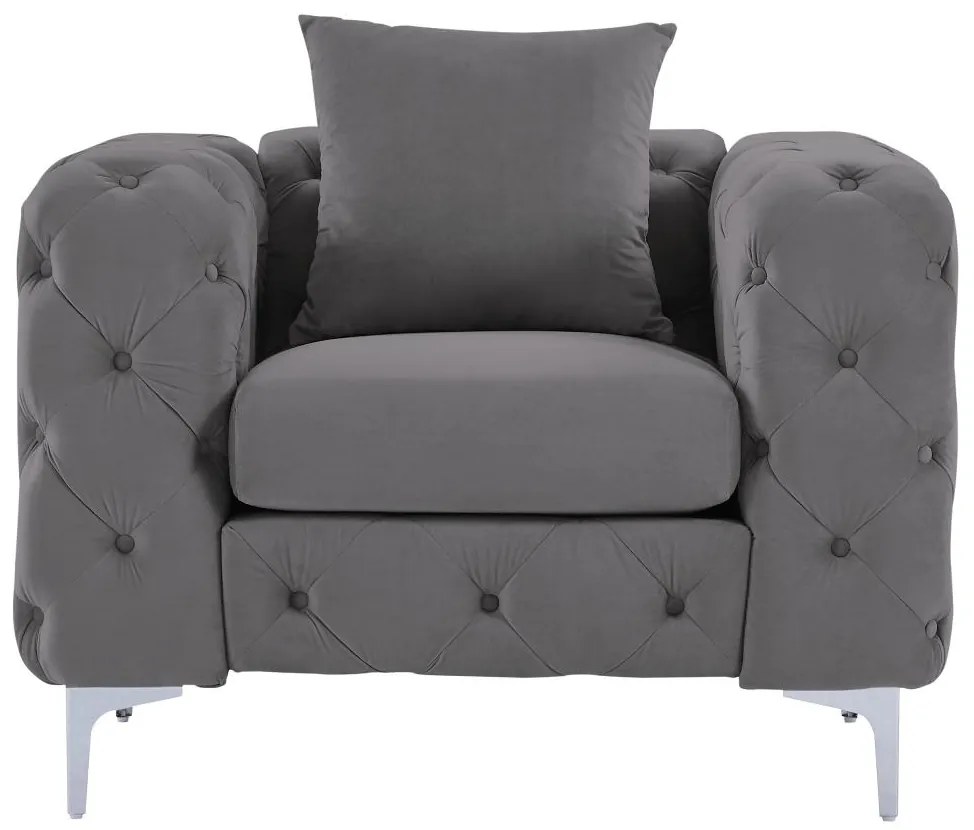 Poltrona Chesterfield in Velluto Antracite - EDWINA
