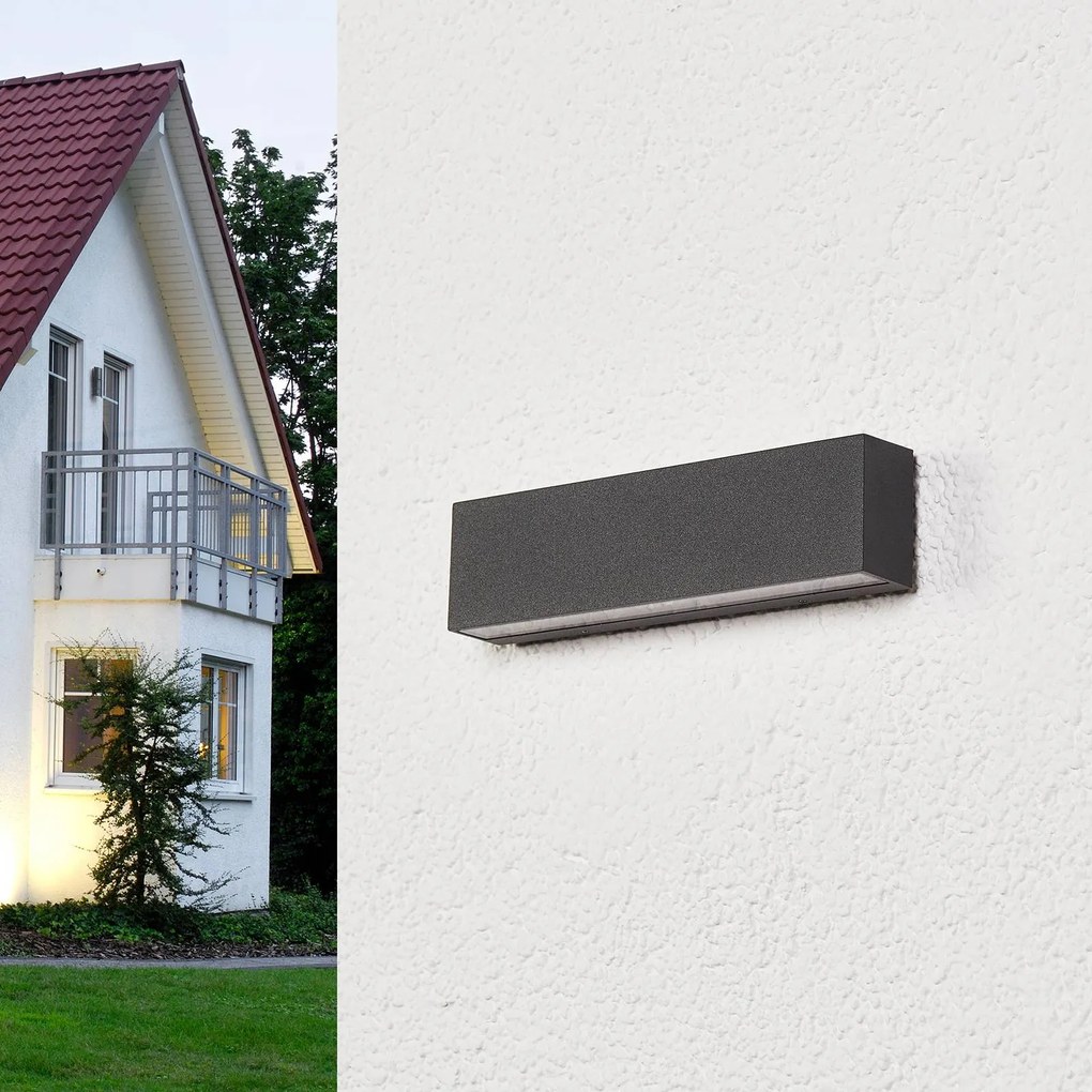 Lucande Applique da esterno a LED Elvira, grigio grafite, set di 3