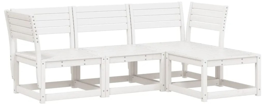 Set Salotto da Giardino 4 pz Bianco in Legno Massello di Pino