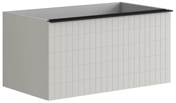 Mobile da bagno sotto lavabo Pixel grid frontale grigio pastello e maniglia alluminio nero laccato opaco L 80 x H 40 x P 45.5 cm 2 cassetti, lavabo non incluso