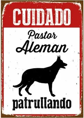 Distintivo Magnet Steel Cuidado Pastor Alemán Patrullando 14,8 x 21 cm