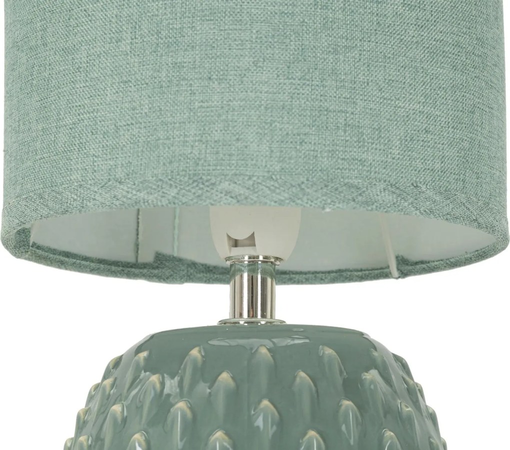 Lampada da Comodino Pontus Turchese Ø14x27 cm in Ceramica e Ferro e Tessuto Azzurro...