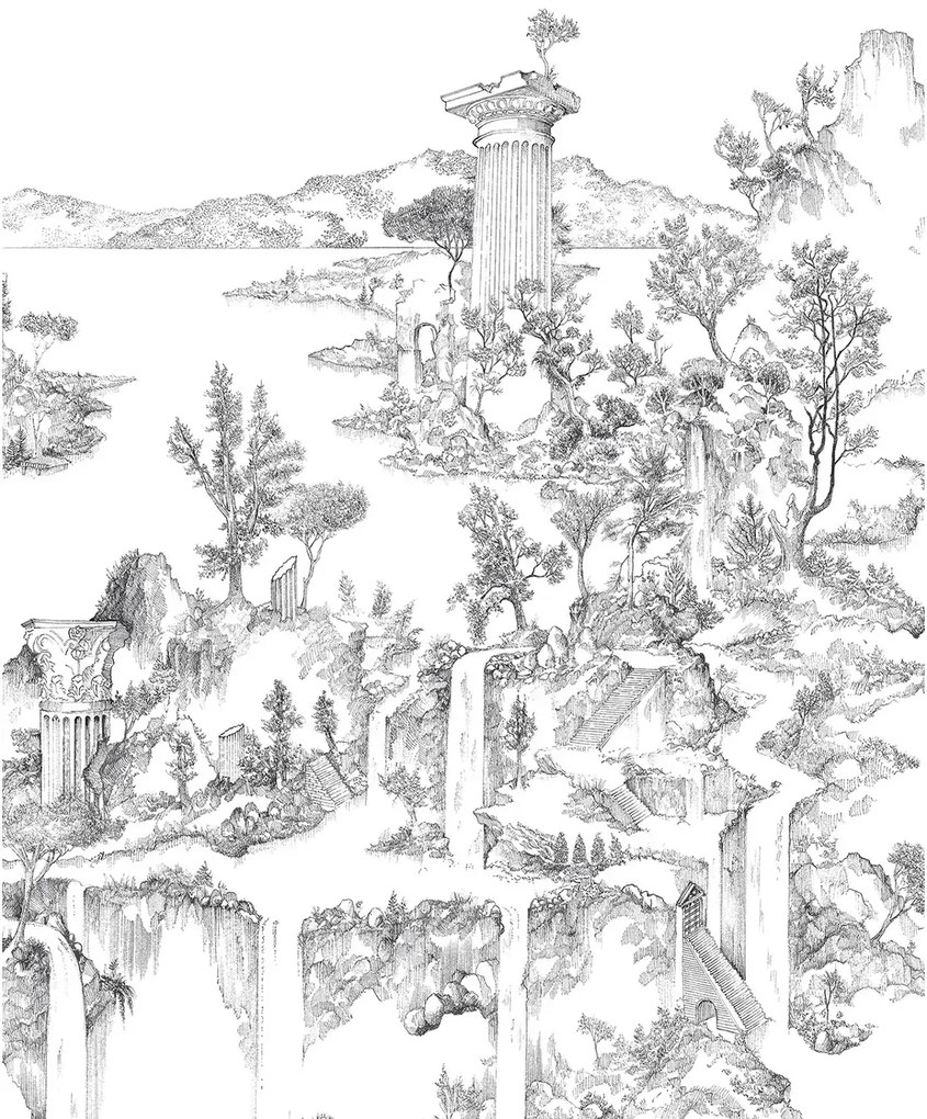 Isidore Leroy Carta da parati panoramica Cite Revee - Panel C