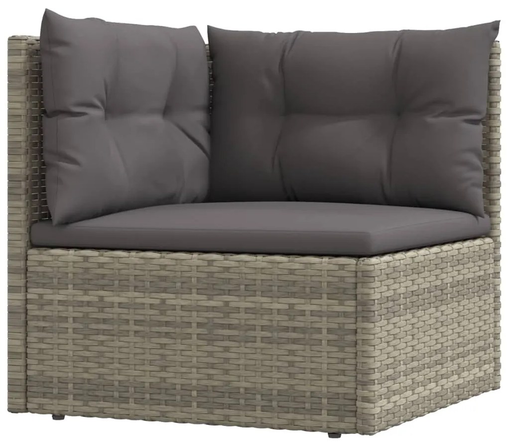 Set divani da giardino 4 pz con cuscini in polyrattan grigio