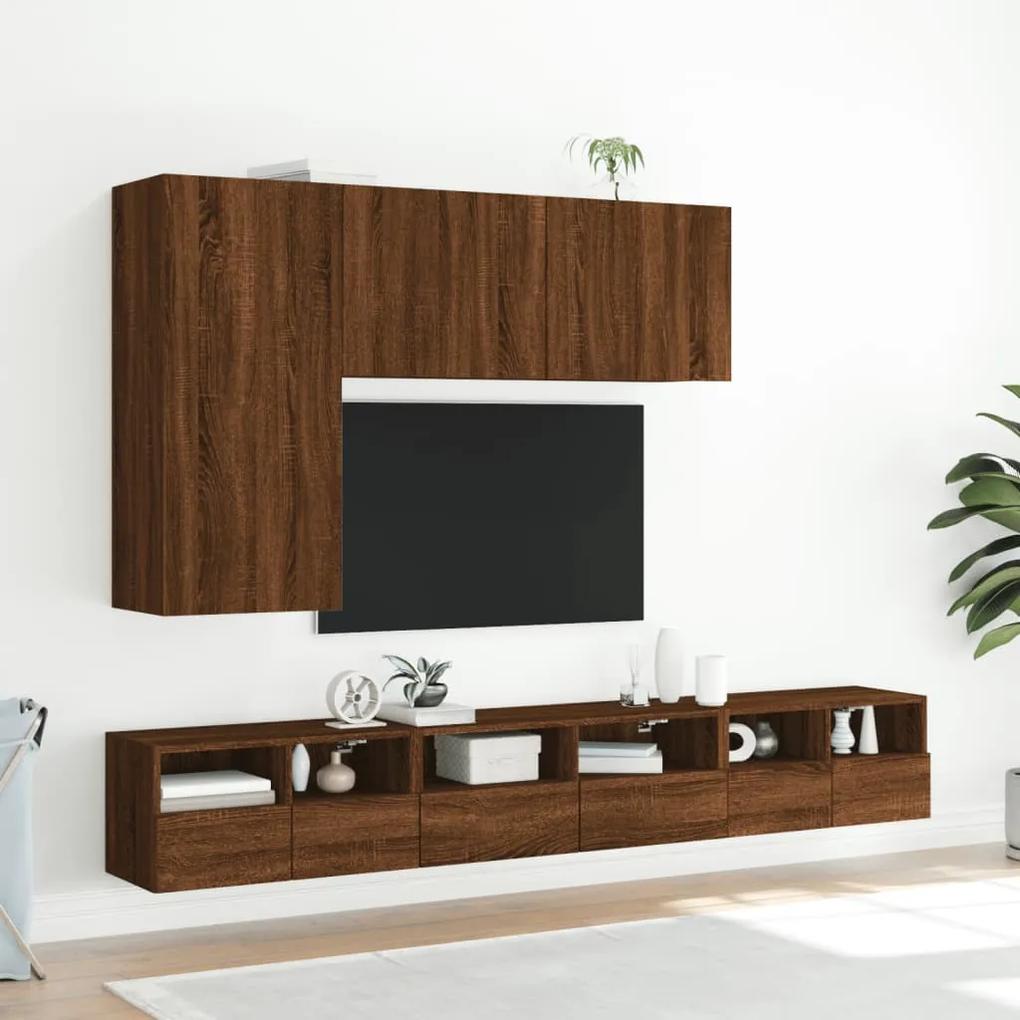 Mobili tv muro 2 pz rovere marrone 60x30x30cm legno multistrato