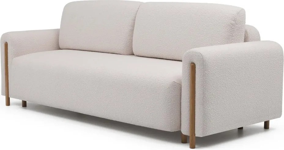 Divano beige/color crema allungabile/con contenitore e rivestimento in bouclé 244 cm Arcadova – ELTAP
