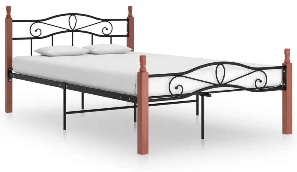 Giroletto Nero İn Metallo E Legno Massello Di Rovere 120x200 Cm /