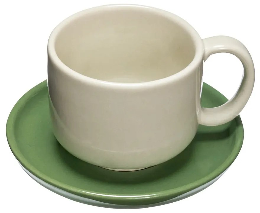 Tazza verde e crema in gres Amare - Hübsch