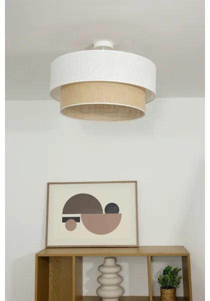 Plafoniera a montaggio superficiale BORHO 1xE27/60W/230V Ø 50 cm bianco/iuta