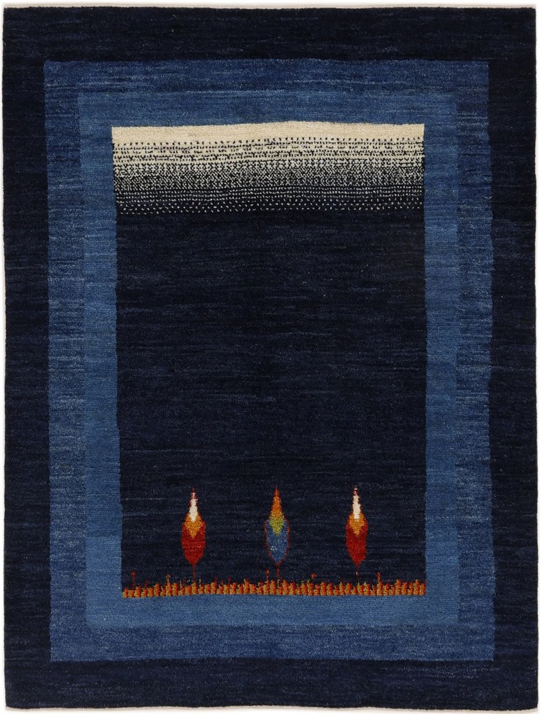 Gabbeh Tappeto 150 x 200 Blu (Iran) Annodato A Mano