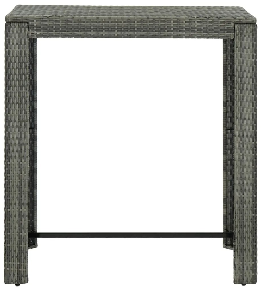 Set da Bar da Giardino 5 pz con Cuscini in Polyrattan Grigio