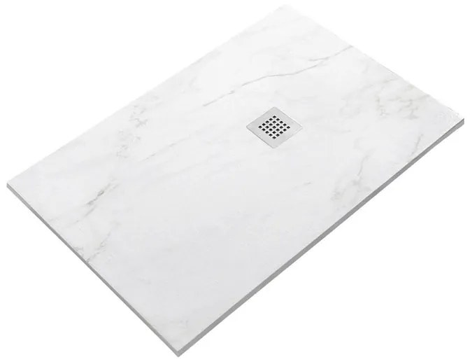 Piatto doccia SANYCCES in resina STRATO L 100 x L 180 x H 2.7 cm bianco effetto pietra