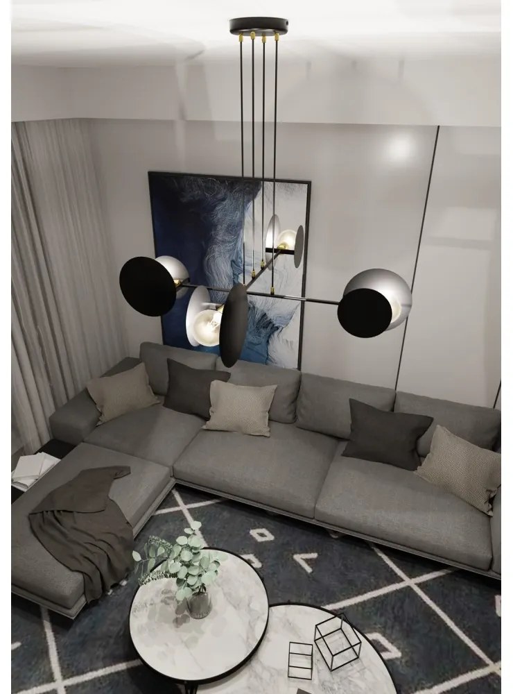 Lampadario a Sospensione in Acciaio IDEA 4 Nero/Bianco 4xE27 Colore del corpo Nero