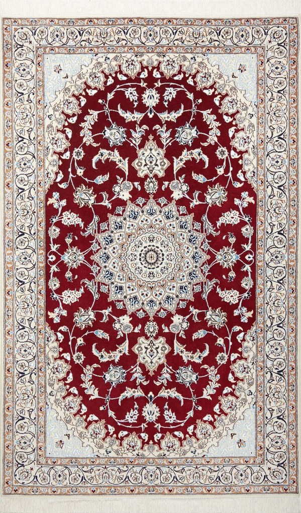 Nain Tappeto 140 x 220 Rosso (Iran) Annodato A Mano