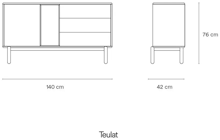 Cassettiera bassa grigio scuro 137x76 cm Corvo - Teulat