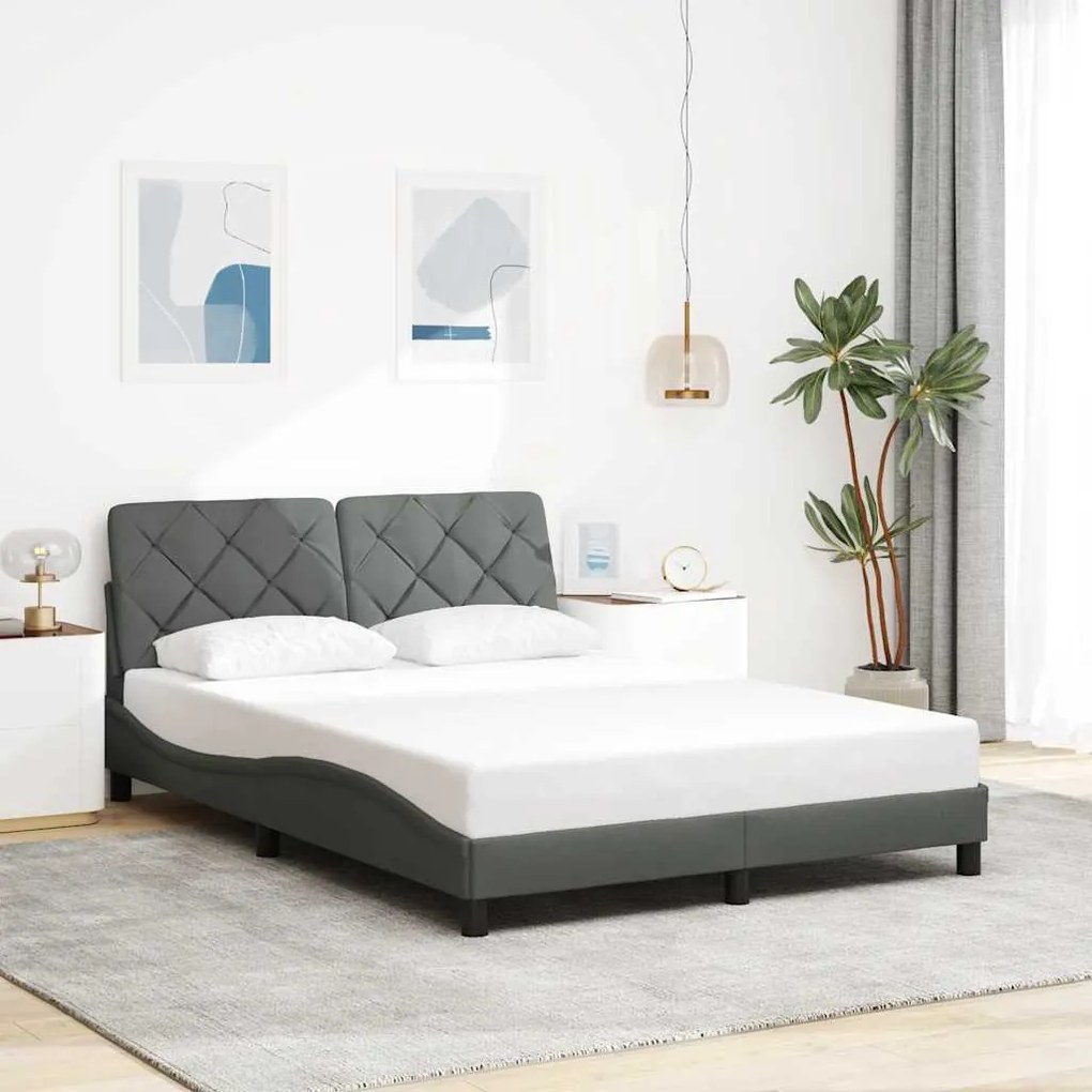 Giroletto Senza Materasso Grigio Scuro 140x190 Cm Tessuto /