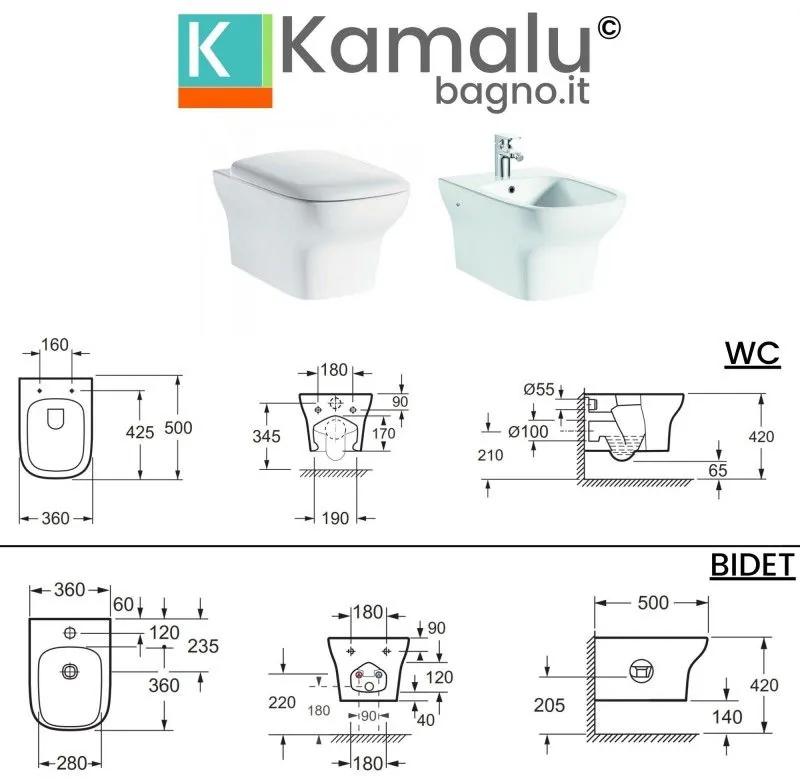 Kamalu - sanitari bagno sospesi design elas-101s