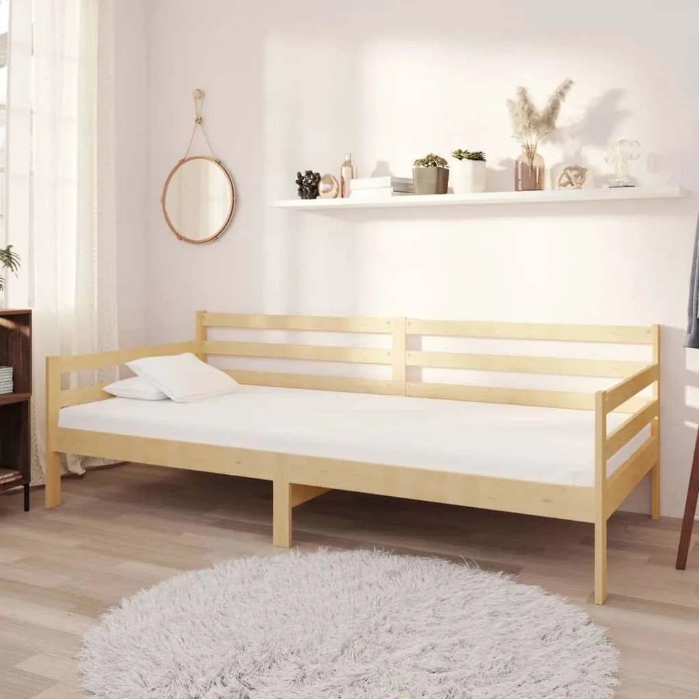 Divano Letto Con Materasso 90x200 Cm Legno Massello Di Pino /