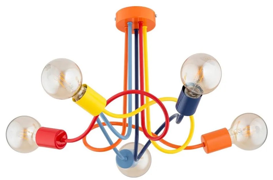 Lampadario a plafone per bambini WINGO 5xE27/15W/230V colorato