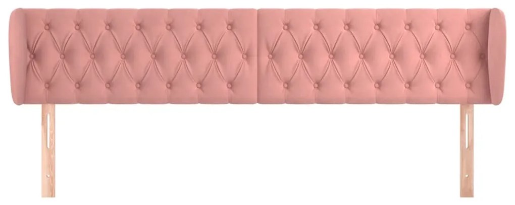 Testiera ad orecchio rosa 183x23x78/88 cm in velluto