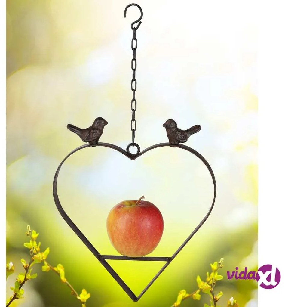 HI Mangiatoia per Uccelli a Forma di Cuore 23,5 cm Marrone