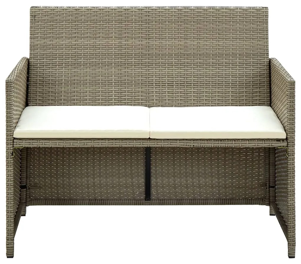 Divano da giardino a 2 posti con cuscini beige in polyrattan