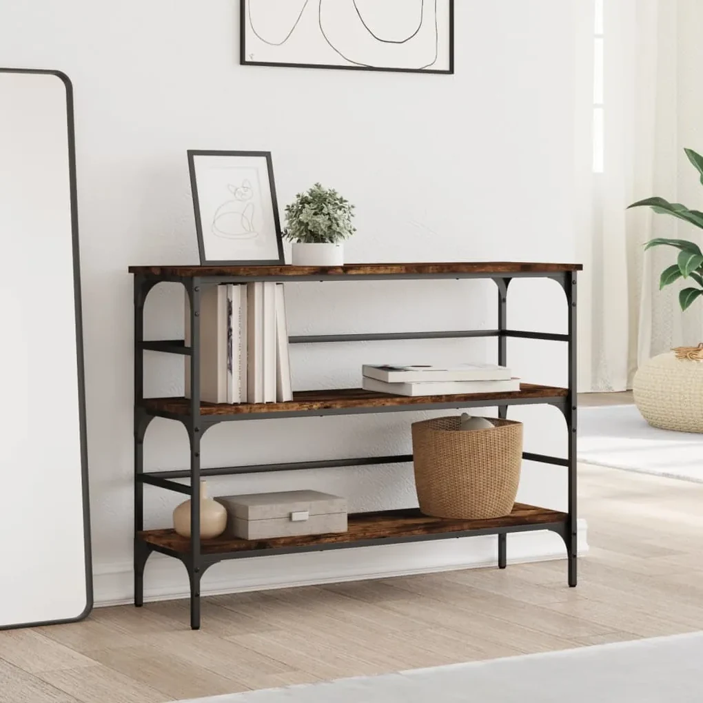 Tavolo consolle rovere fumo 100x32x75 cm legno multistrato