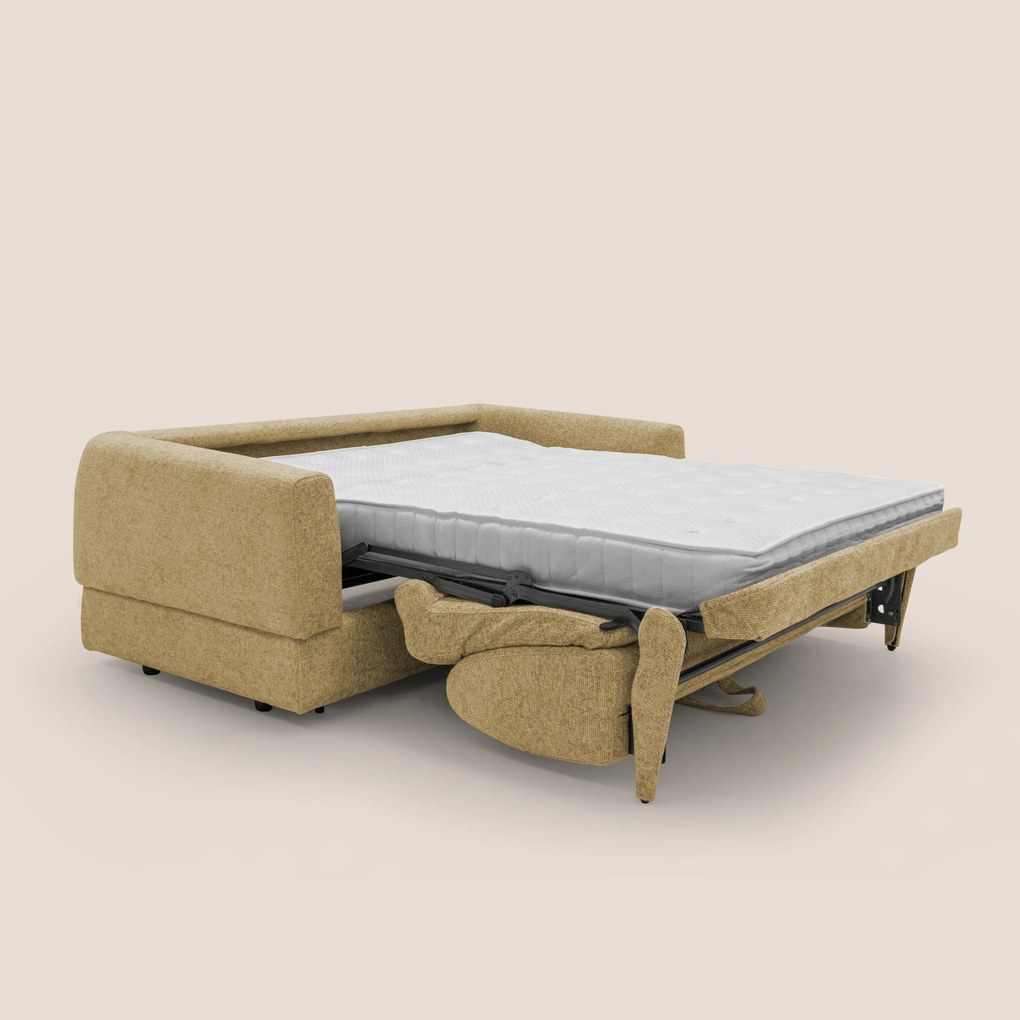 Happy Divano letto matrimoniale con materasso h18 cm in tessuto impermeabile T10 giallo