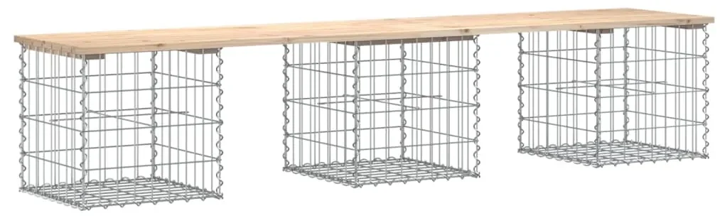 Panca giardino design gabbione 203x44x42 cm legno massello pino