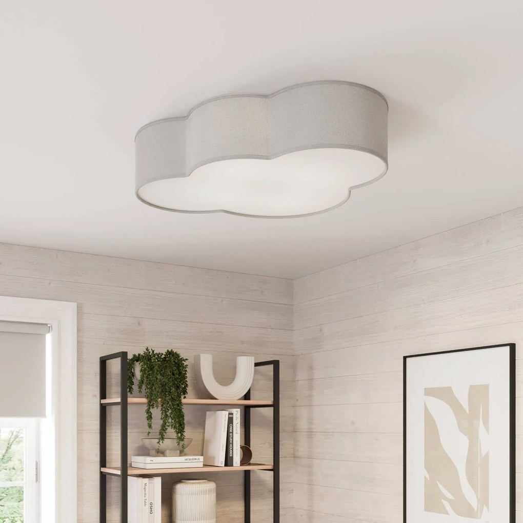 Plafoniera soffitto Cloud TK Lighting, dimmerabile, Alluminio / Grigio / Zincato, Soggiorno / Sala da pranzo, Tessuto / Stoffa / Seta, Giovanile, Plafoniera