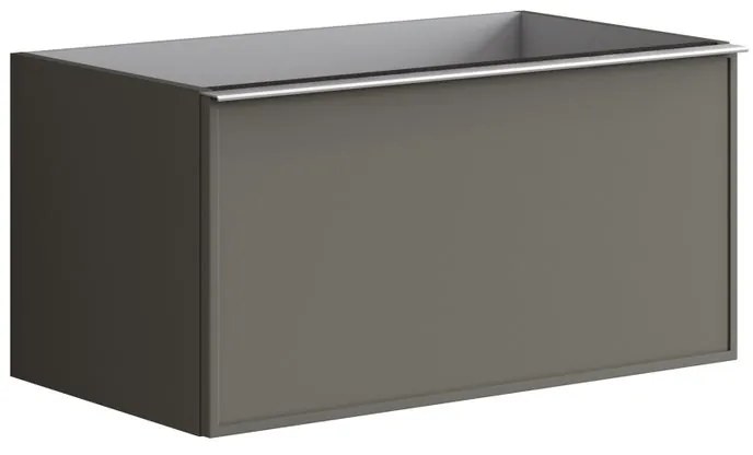 Mobile da bagno sotto lavabo Pixel frame frontale grigio carbone e maniglia alluminio brillante laccato opaco L 80 x H 40 x P 45.5 cm 2 cassetti, lavabo non incluso