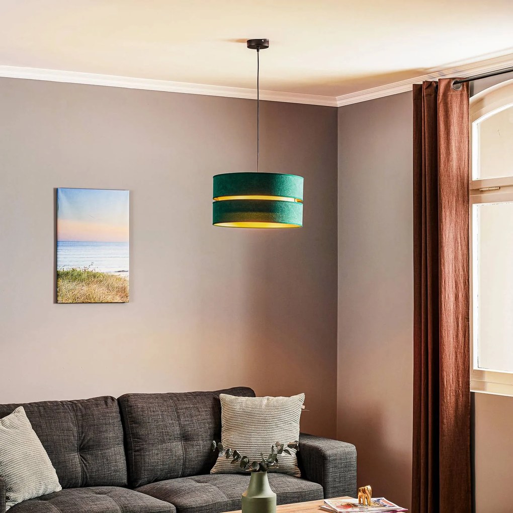 Euluna Duo lampada a sospensione verde/oro Ø40cm a 1 luce