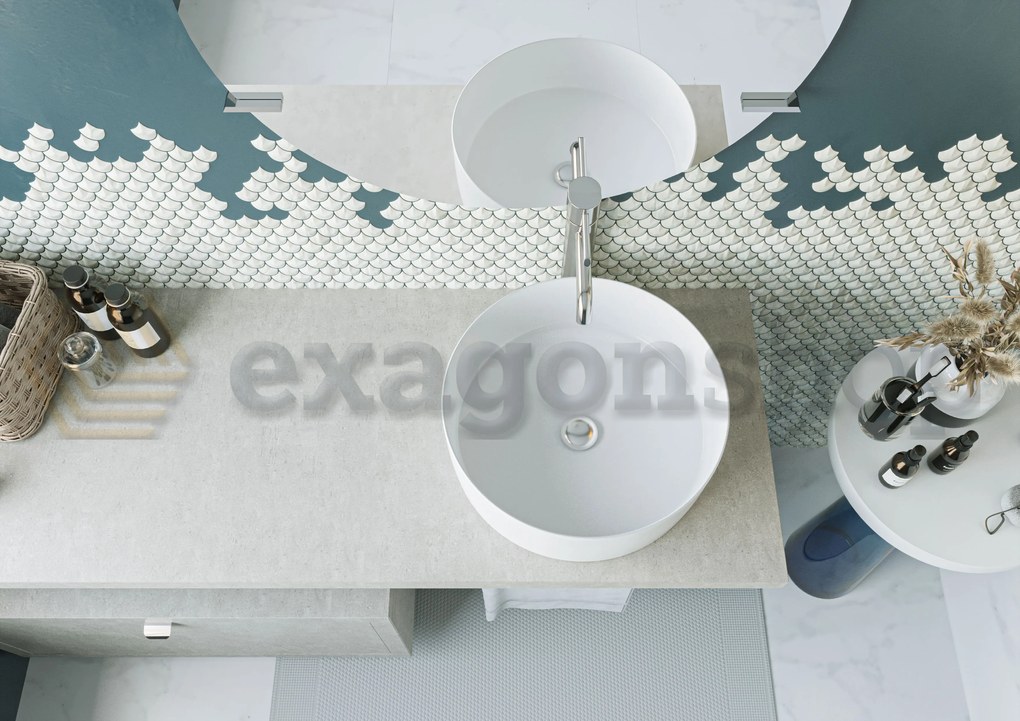 Mobile bagno Grigio caldo 80x50 Thema un cassetto e Top consolle 140x50 cm con lavabo tondo bianco in ceramica