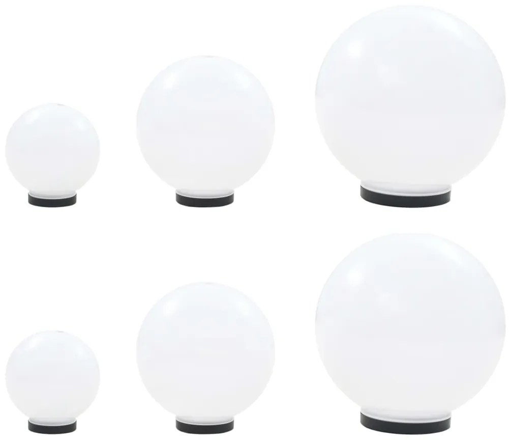 Set Lampade A Led Sferiche 6 Pz 20/30/40 Cm İn Pmma /