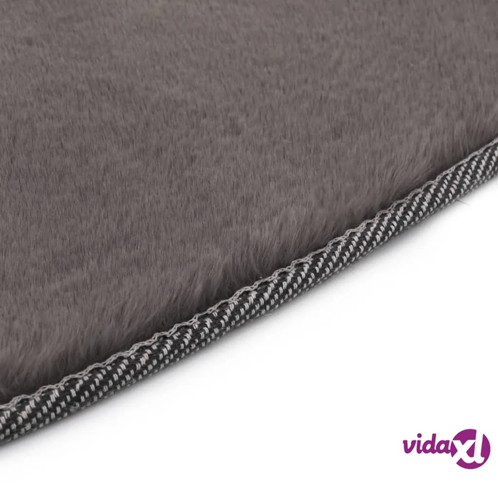 vidaXL Tappeto 160 cm Pelliccia di Coniglio Sintetica Grigio Scuro