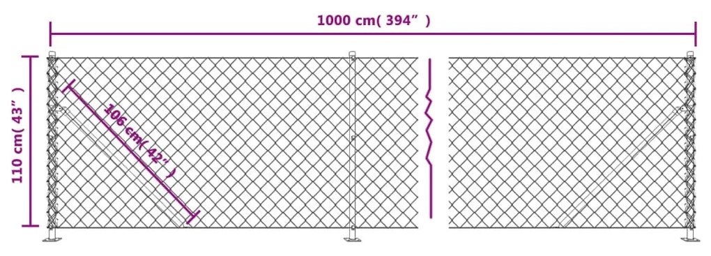 Recinzione a Rete con Flangia Verde 1,1x10 m