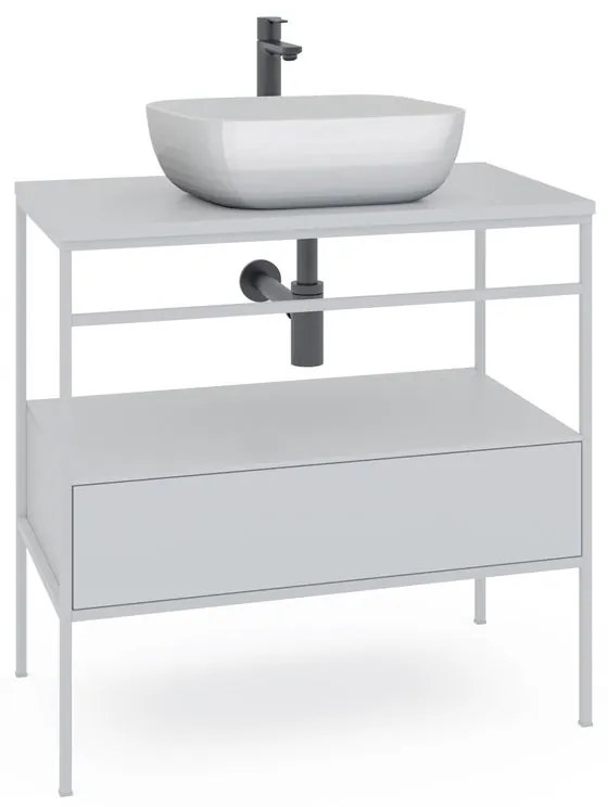 Mobile sottolavabo e lavabo Outline bianco L 100 x H 92 x P 45.5 cm 1 vasca