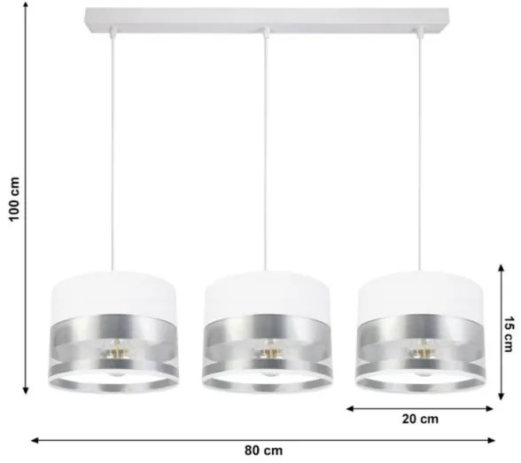 Lampadario su filo MILO 3xE27/60W/230V argento