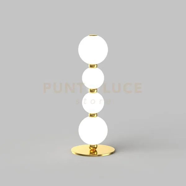 Perla tavolo, oro, 4 sfere, led 11 watt, lumen 935 3000k, diam. 12 ...