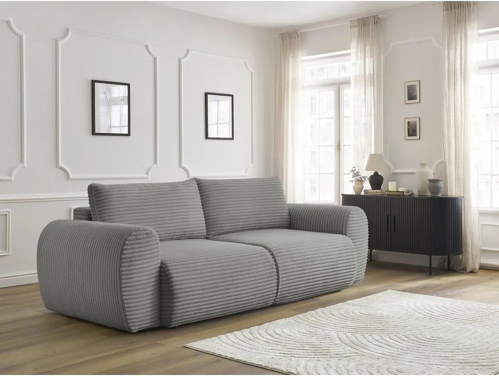 Divano in grigio scuro allungabile con rivestimento in velluto a coste 257 cm Lucien – Bobochic Paris