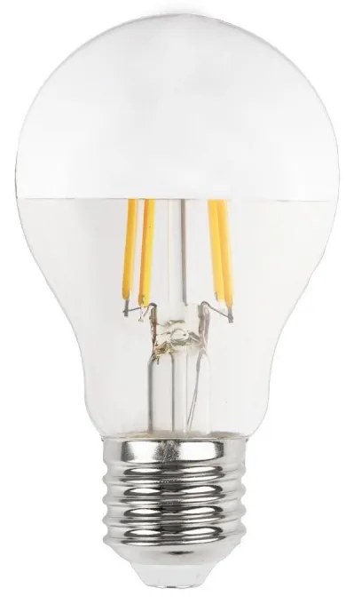 Lampada LED E27 6W a Filamento con Riflettore Cromato, No Flickering - A60 Colore Bianco Caldo 2.700K