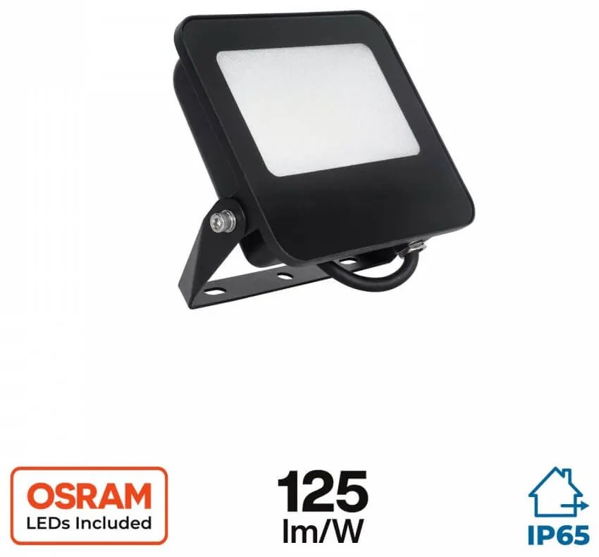 Faro LED 30W IP65, 125lm/W - chip LED Black Colore Bianco Freddo 5.700K