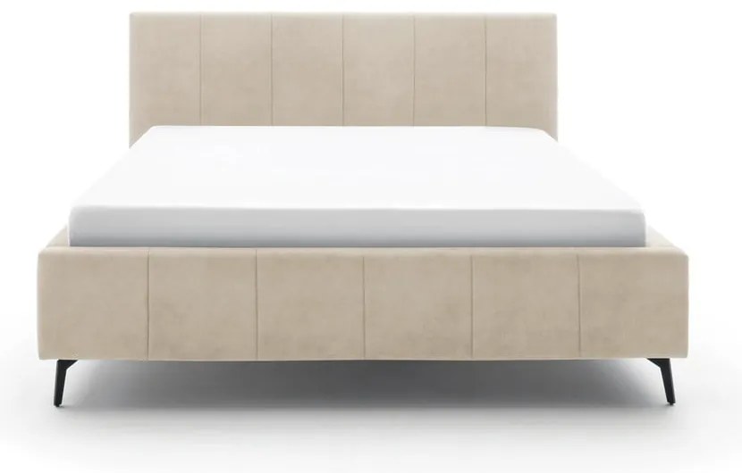 Letto matrimoniale imbottito beige con contenitore con rete inclusa 160x200 cm Lizzano – Meise Möbel