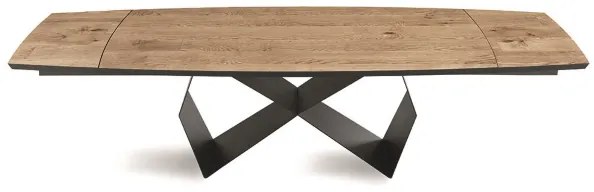 Tavolo allungabile 300 cm con base metallo Nero e piano Rovere Crudo WALL