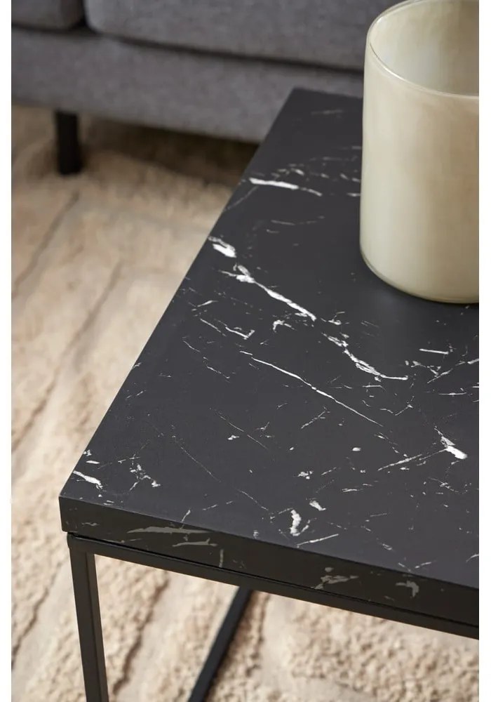 Tavolino nero con piano in marmo 55x110 cm Barossa - Actona